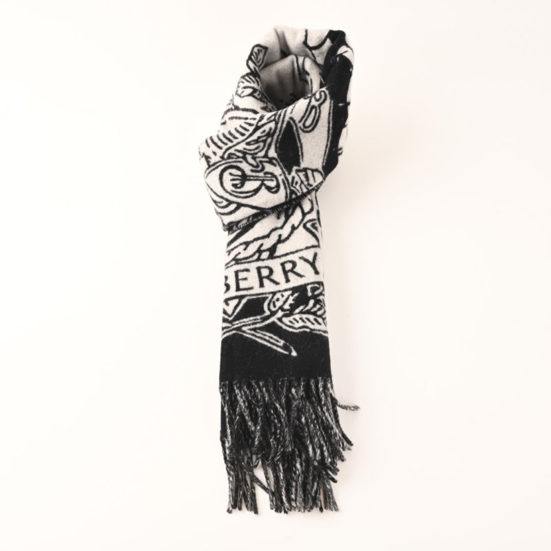Burberry Equestrian Knight Double-Sided Cashmere Shawl Scarf view