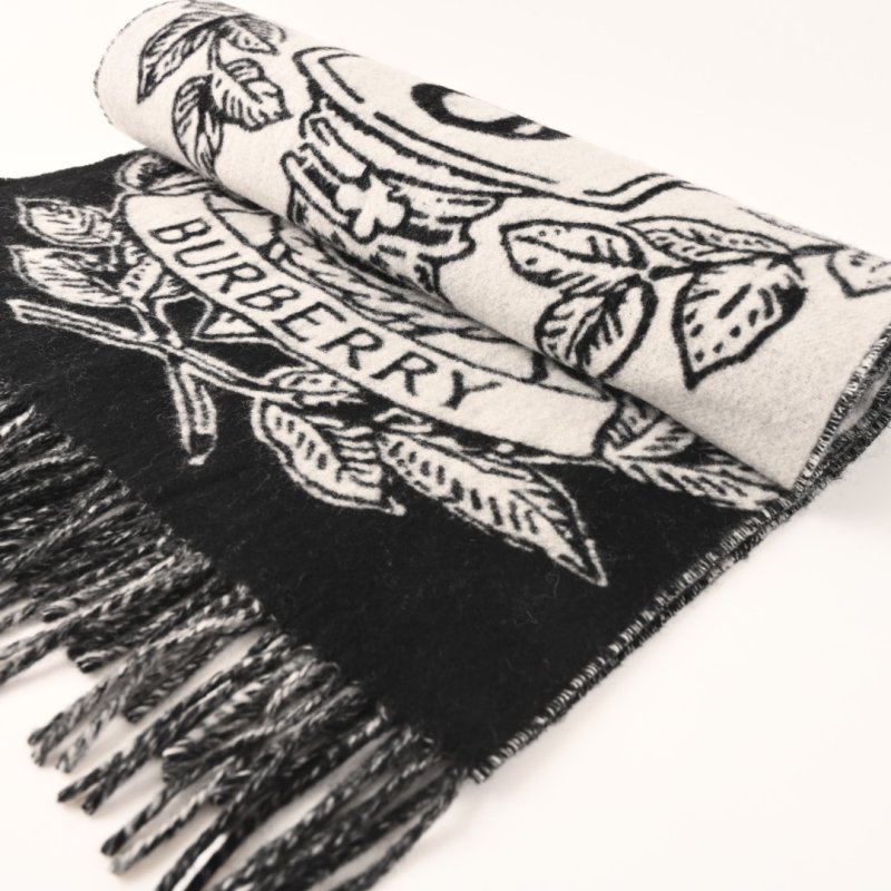 Burberry Equestrian Knight Double-Sided Cashmere Shawl Scarf view