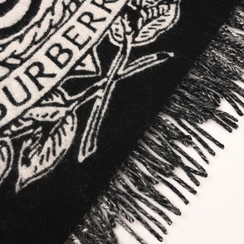 Burberry Equestrian Knight Double-Sided Cashmere Shawl Scarf view