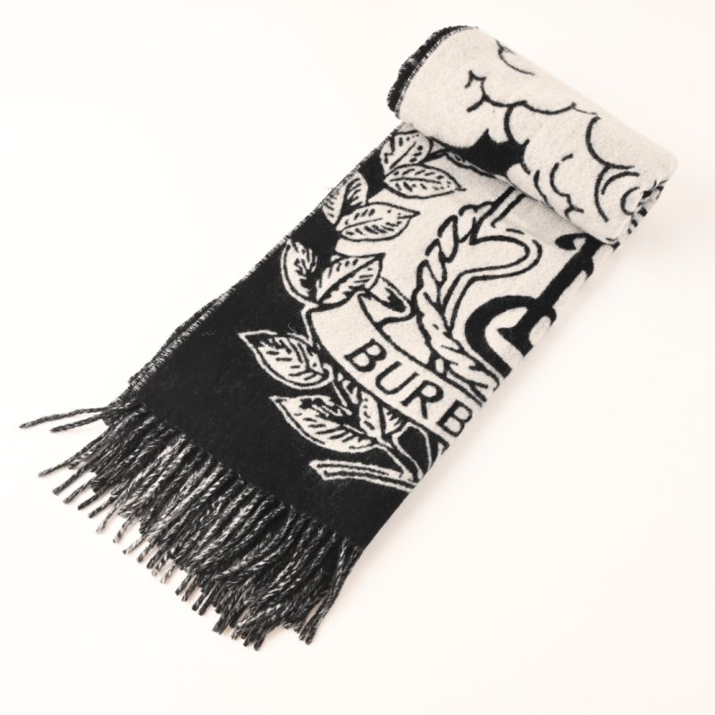 Burberry Equestrian Knight Double-Sided Cashmere Shawl Scarf view