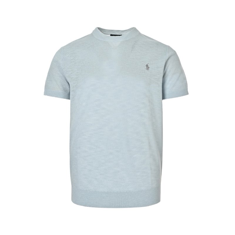 Men's Light Blue Crewneck Short Sleeve T-Shirt view