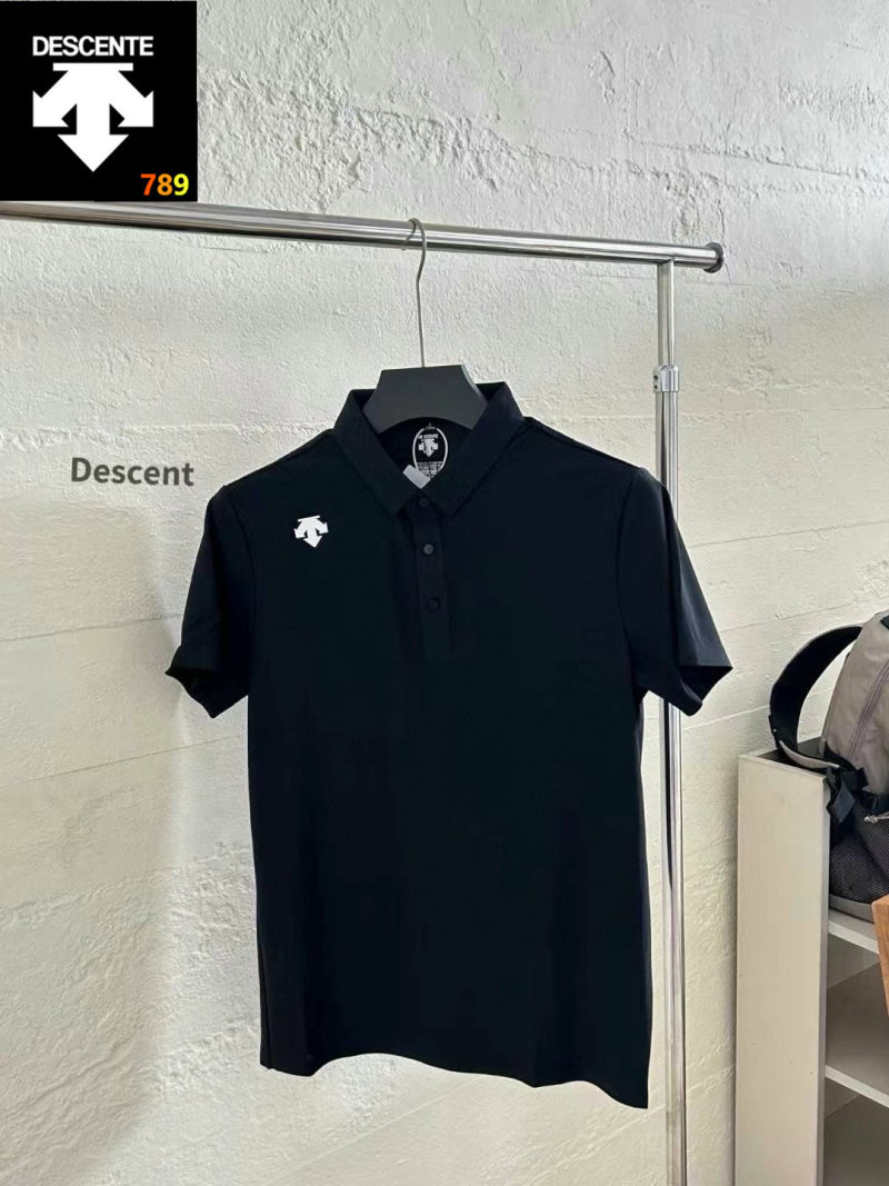Descente Classic Navy Polo Shirt Short Sleeve view