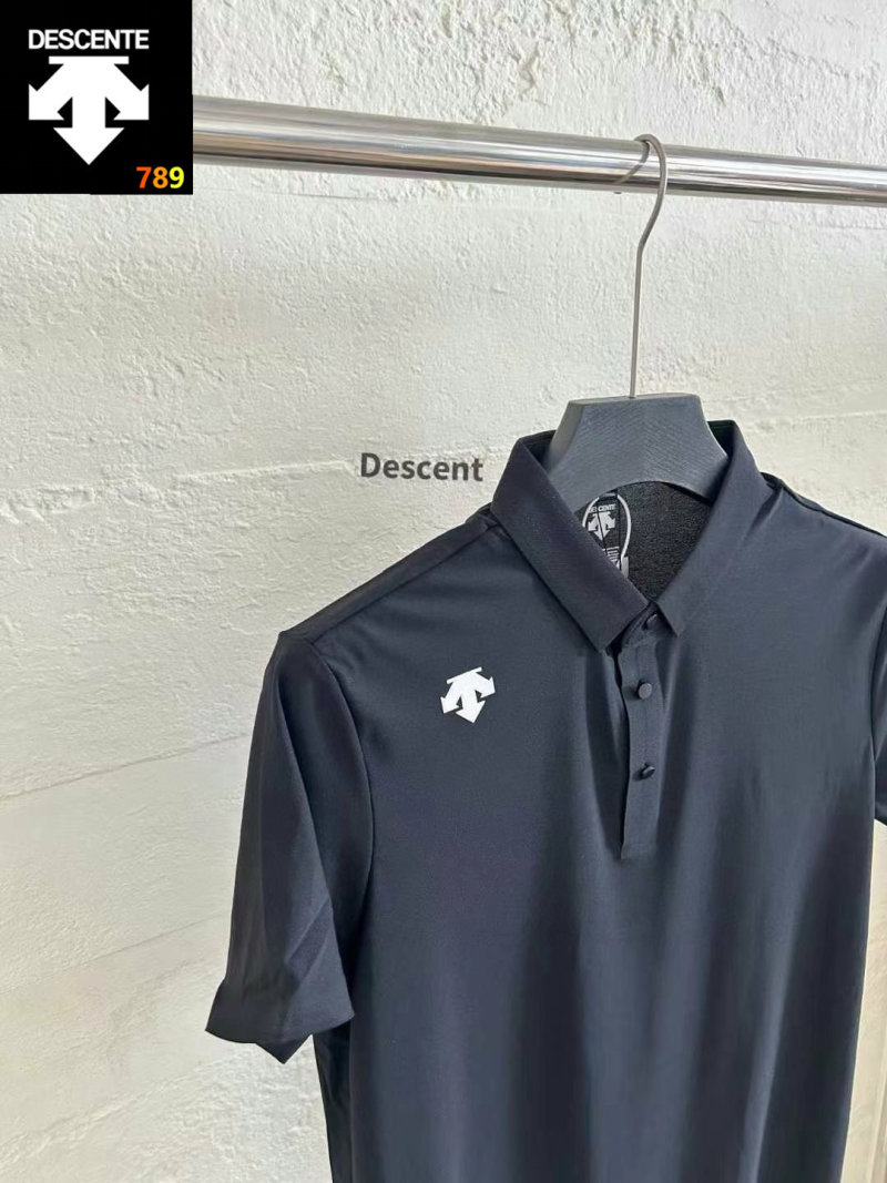 Descente Classic Navy Polo Shirt Short Sleeve view