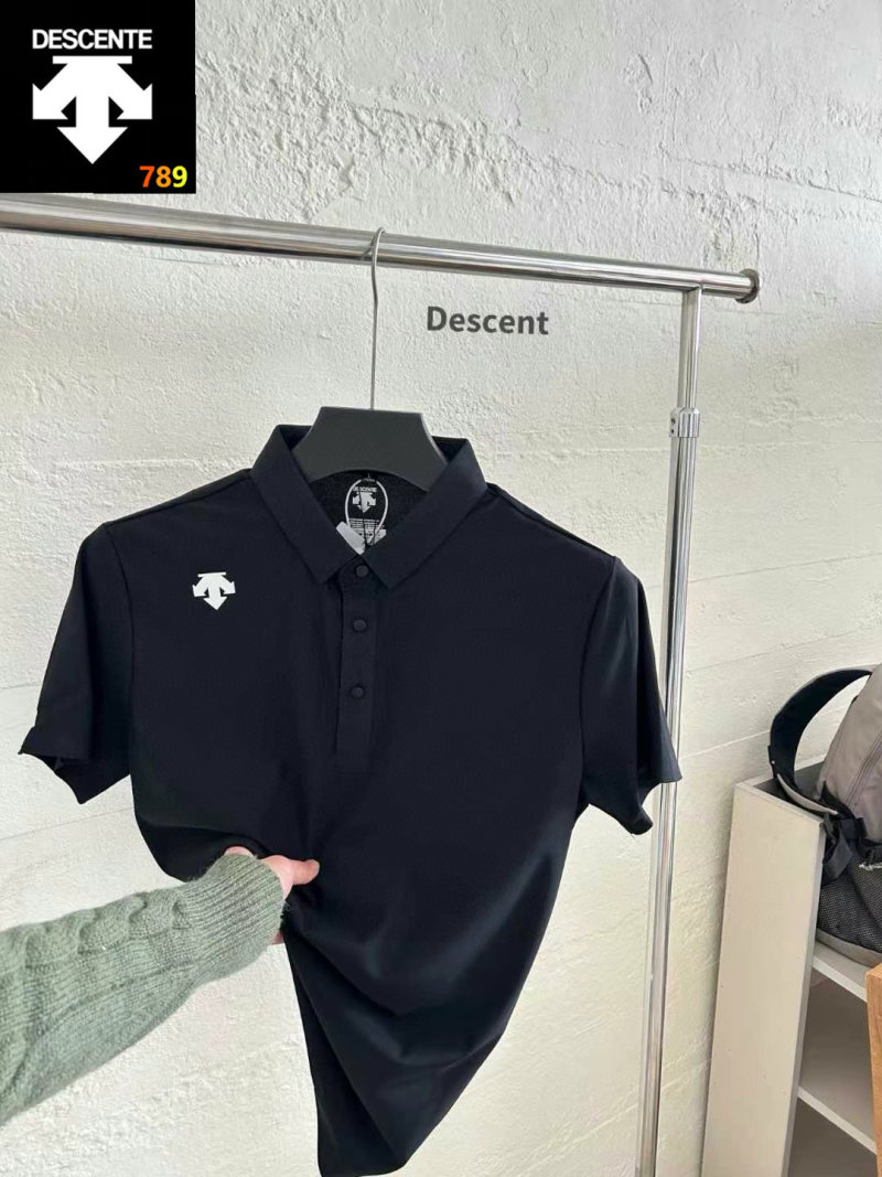 Descente Classic Navy Polo Shirt Short Sleeve view