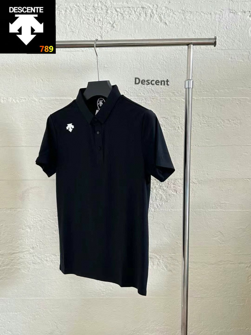 Descente Classic Navy Polo Shirt Short Sleeve view