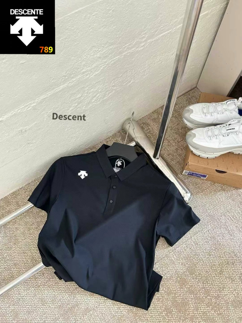 Descente Classic Navy Polo Shirt Short Sleeve view