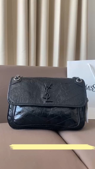 YSL Niki Black Quilted Leather Shoulder Bag