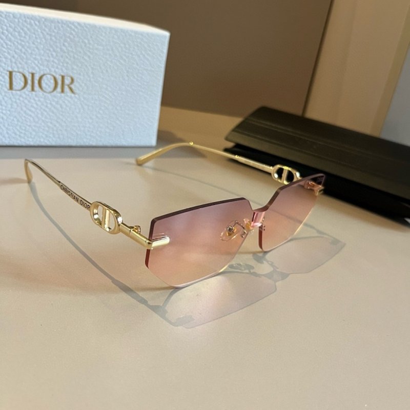 Dior Rimless Sunglasses with CD Logo - Rose Gradient Lens