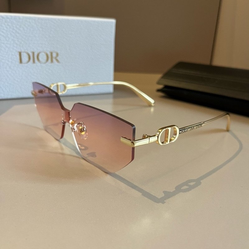 Dior Rimless Sunglasses with CD Logo - Rose Gradient Lens view