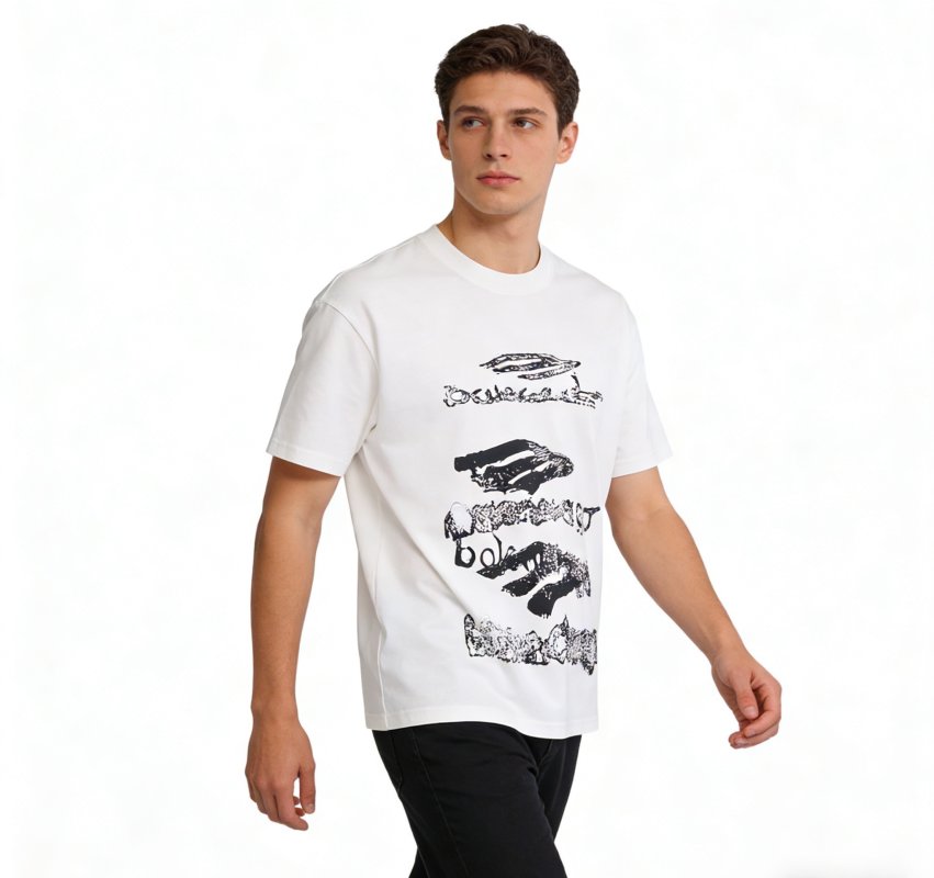 Burberry White Graphic Print Short Sleeve T-Shirt