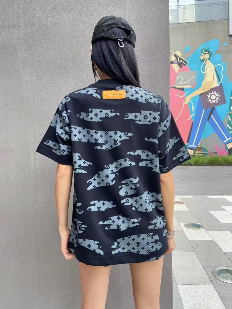 Navy Blue Geometric Print Oversized Short Sleeve T-Shirt view