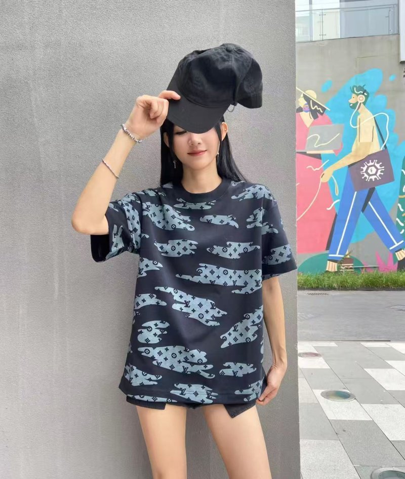 Navy Blue Geometric Print Oversized Short Sleeve T-Shirt view