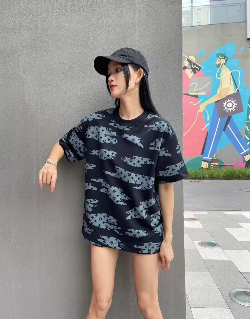 Navy Blue Geometric Print Oversized Short Sleeve T-Shirt view