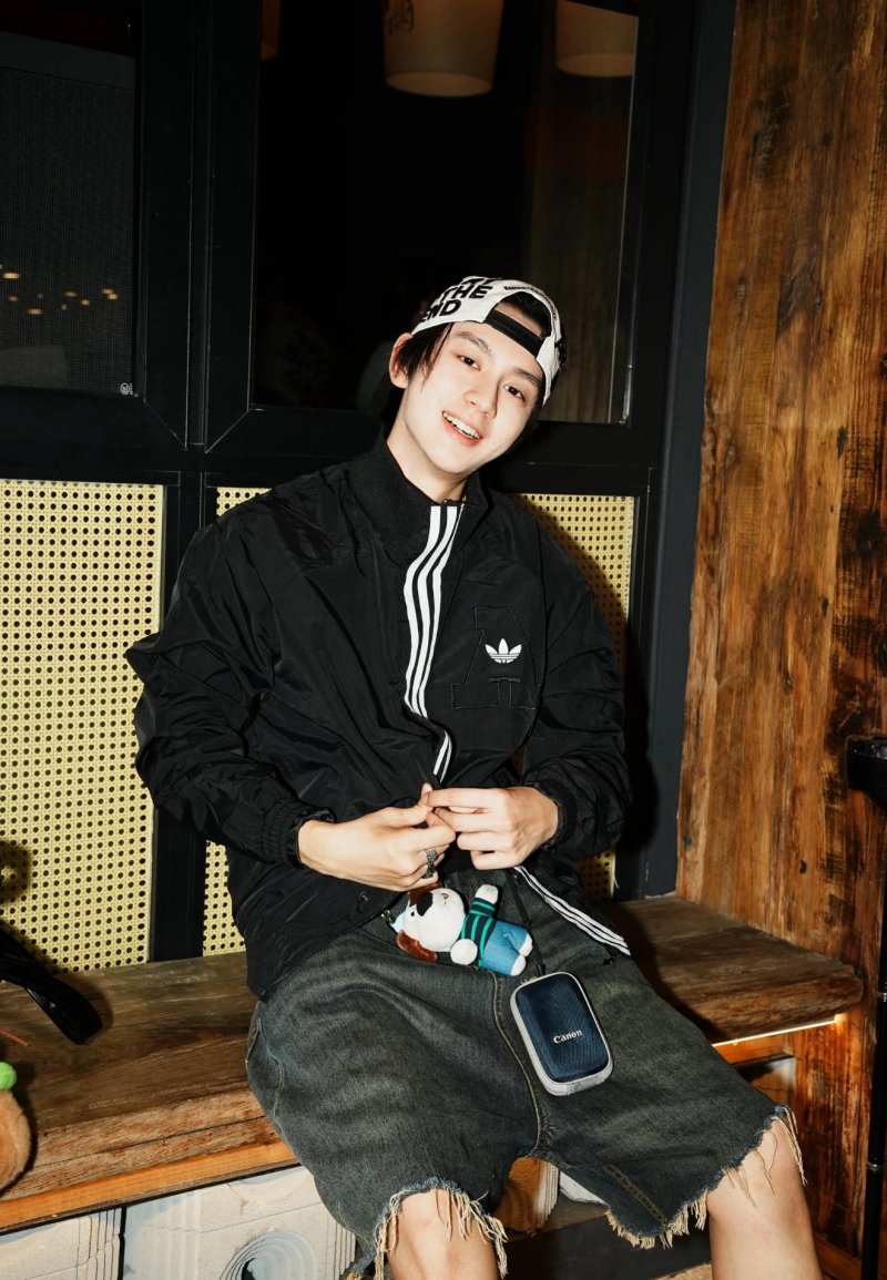 Adidas Black Track Jacket with White Stripes view