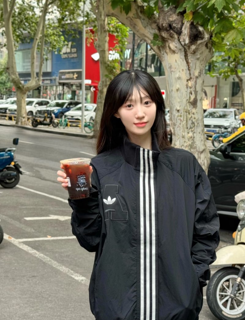 Adidas Black Track Jacket with White Stripes view