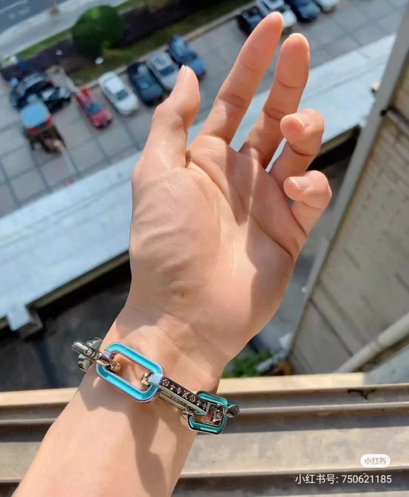 Louis Vuitton LV Monogram Blue Enamel Chain Bracelet view