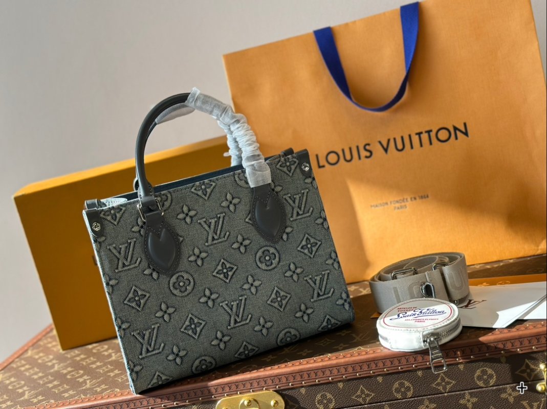 Louis Vuitton On The Go Medium Monogram Empreinte Bag Grey
