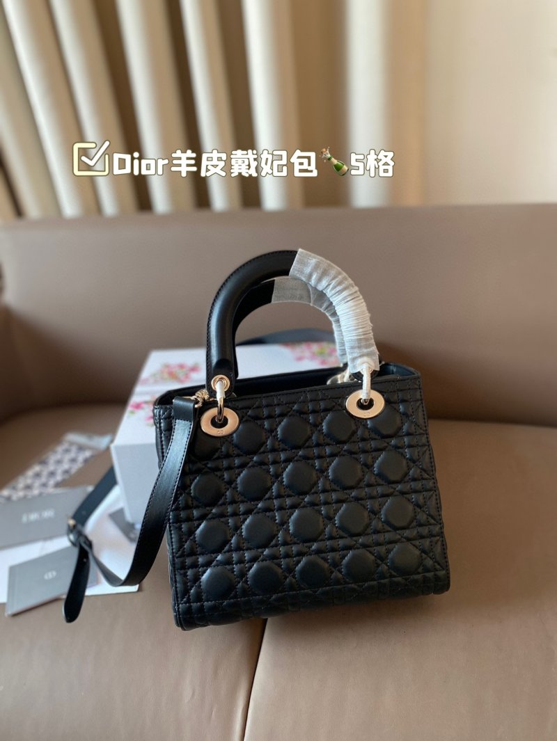 Dior Lady Dior Quilted Leather Handbag Black view