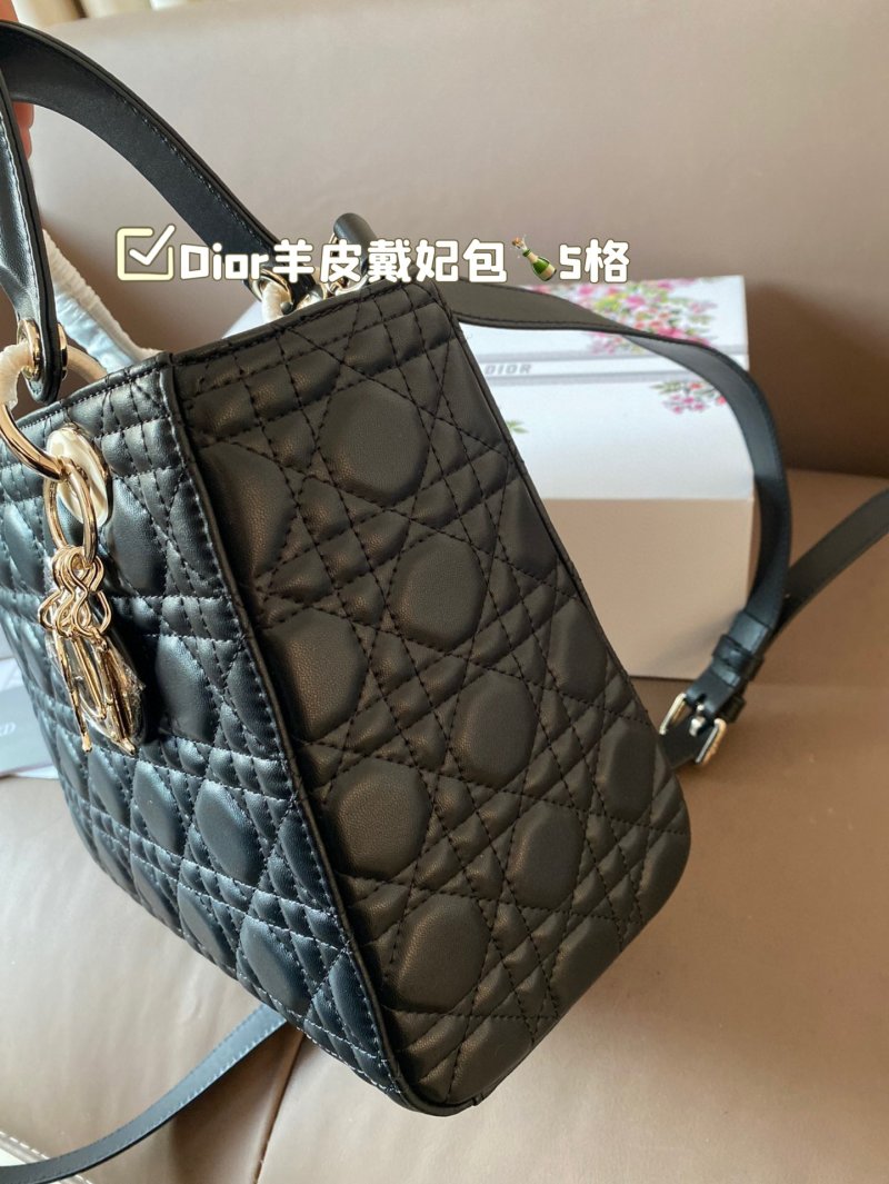 Dior Lady Dior Quilted Leather Handbag Black view