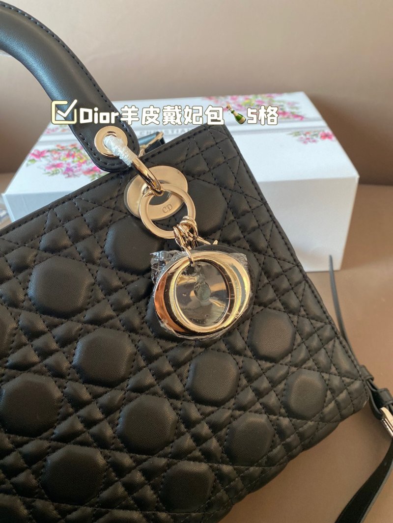Dior Lady Dior Quilted Leather Handbag Black view