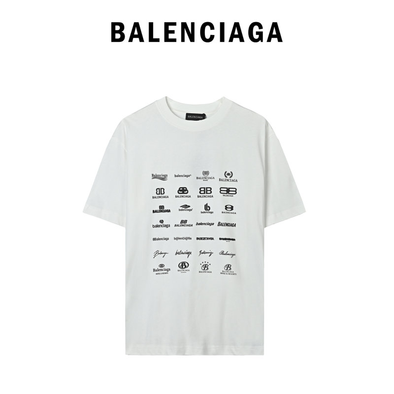 Balenciaga Multi-Logo Print White T-Shirt view