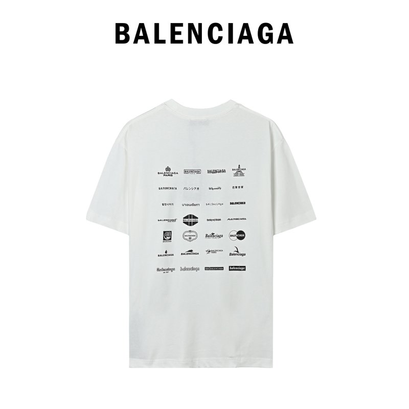 Balenciaga Multi-Logo Print White T-Shirt view