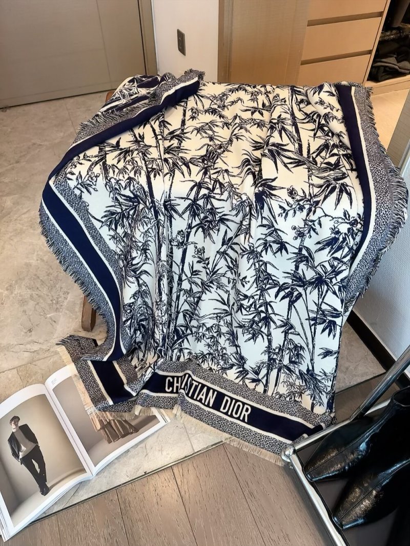Dior Natura Toile de Jouy Silk Scarf - White & Grey view