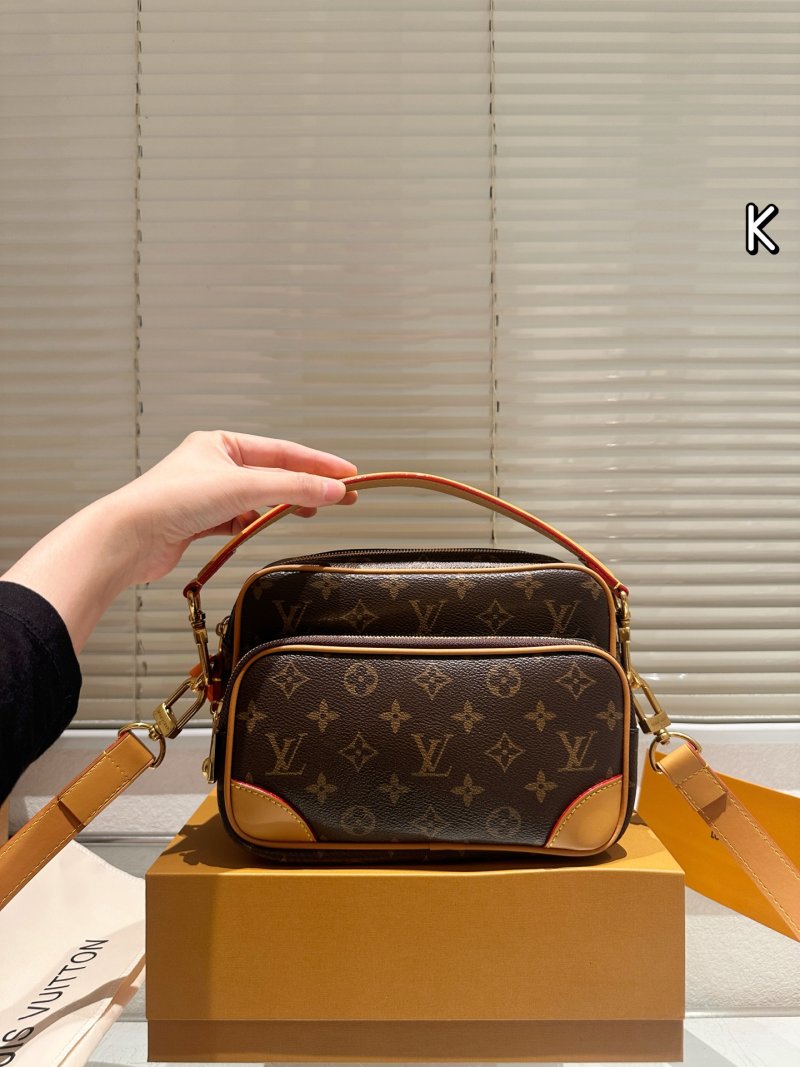 Louis Vuitton Monogram Canvas Dual-Compartment Messenger Bag Brown