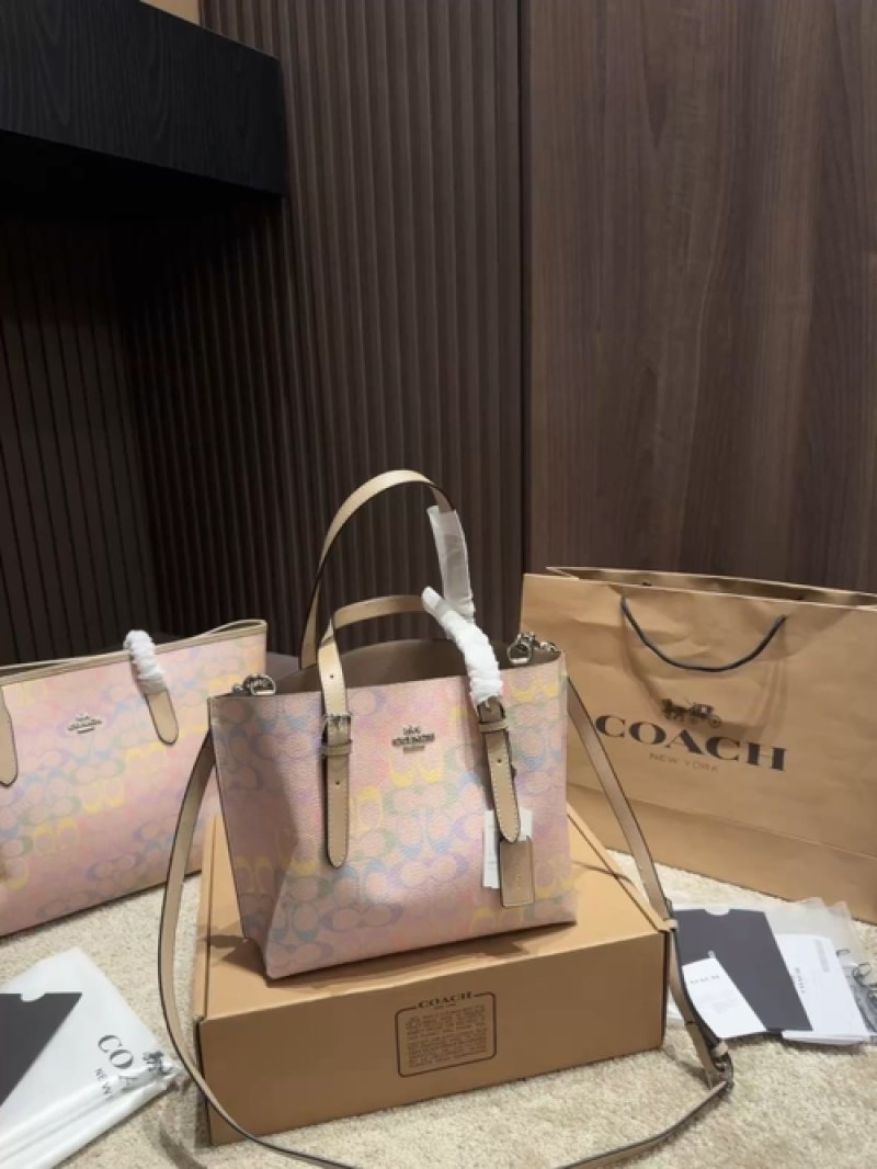 Coach Monogram Tote Bag Pink Multicolor