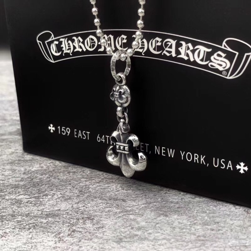 Chrome Hearts Anchor Pendant Silver Ball Chain Necklace view