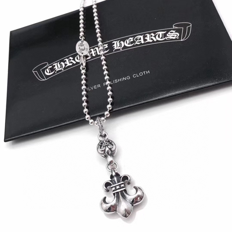 Chrome Hearts Anchor Pendant Silver Ball Chain Necklace view