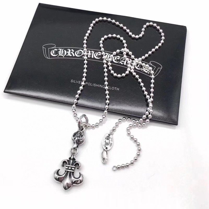 Chrome Hearts Anchor Pendant Silver Ball Chain Necklace view