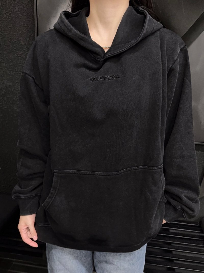 Black Essential Hoodie with Argyle Scarf Detail view