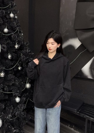 Black Essential Hoodie with Argyle Scarf Detail view 8