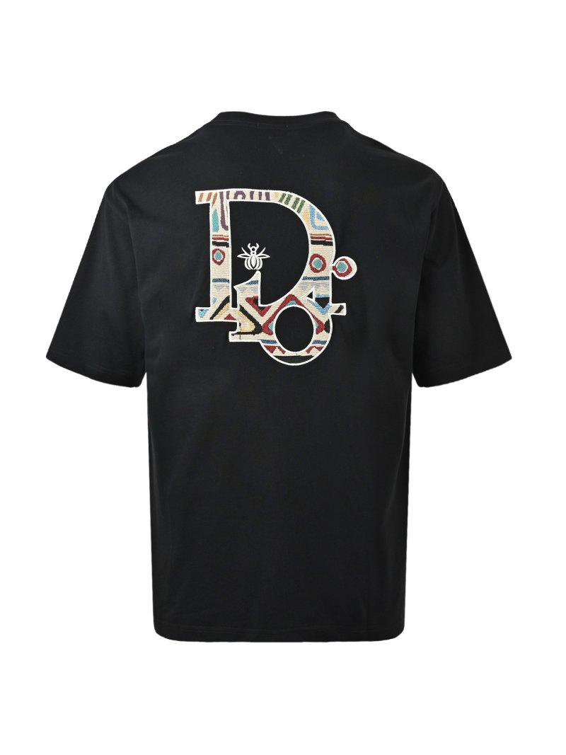 Dior Black Short-Sleeve Logo T-Shirt with Pleated Hem view
