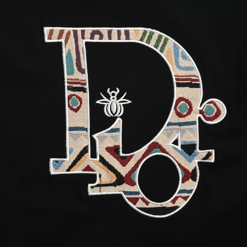 Dior Black Short-Sleeve Logo T-Shirt with Pleated Hem view
