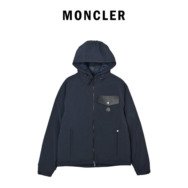Moncler Navy Down Jacket with Chest Pocket view