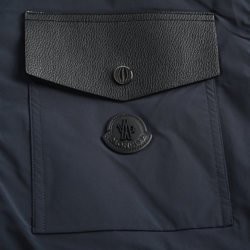 Moncler Navy Down Jacket with Chest Pocket view
