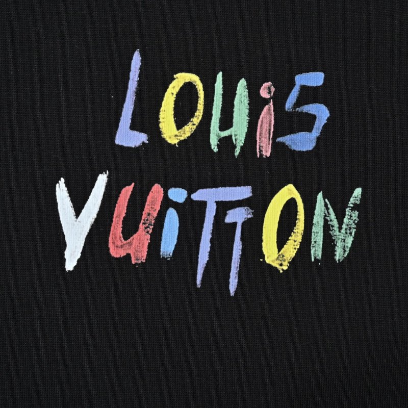 Louis Vuitton Colorful Rainbow Brush Stroke Black T-Shirt view