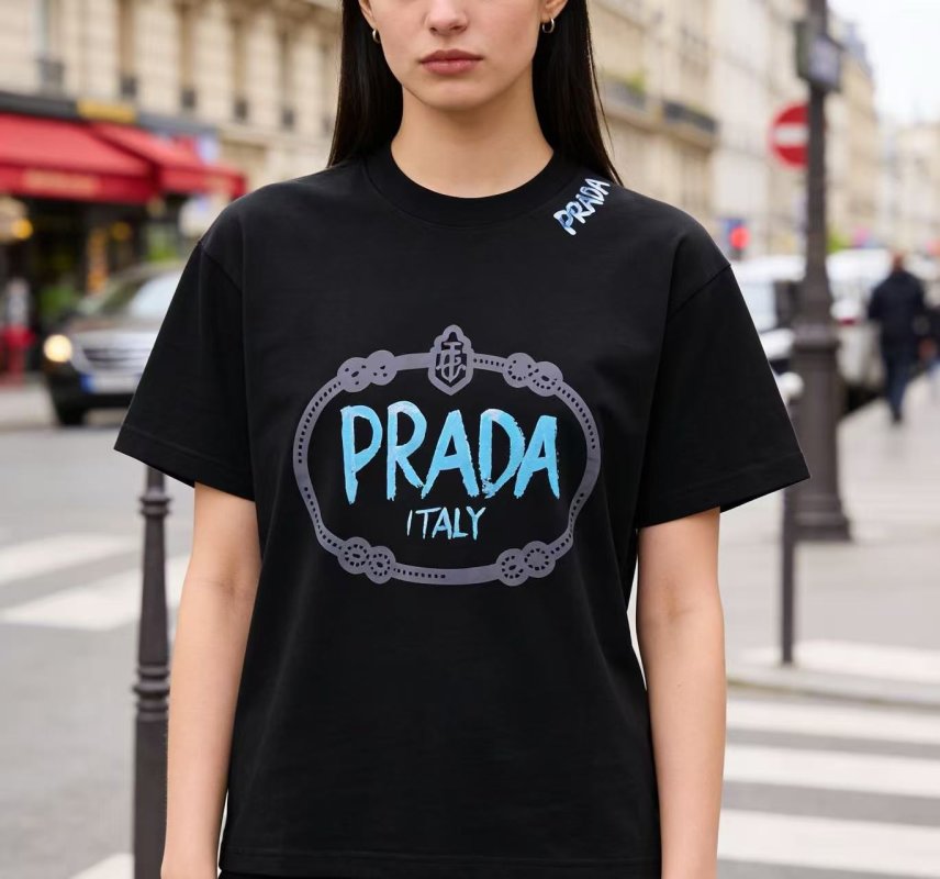 Prada Italy Logo Black T-Shirt view