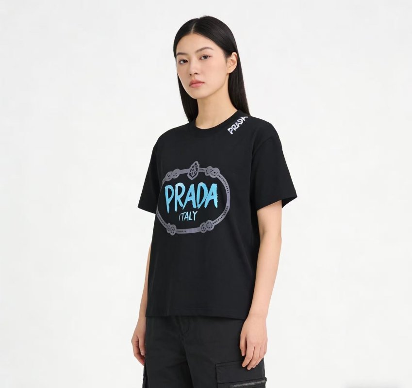 Prada Italy Logo Black T-Shirt view