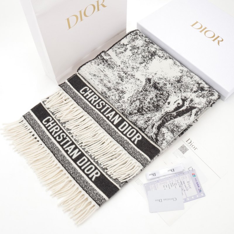 Dior CD Animal Zoo Letter Logo Wool Cashmere Long Scarf Shawl