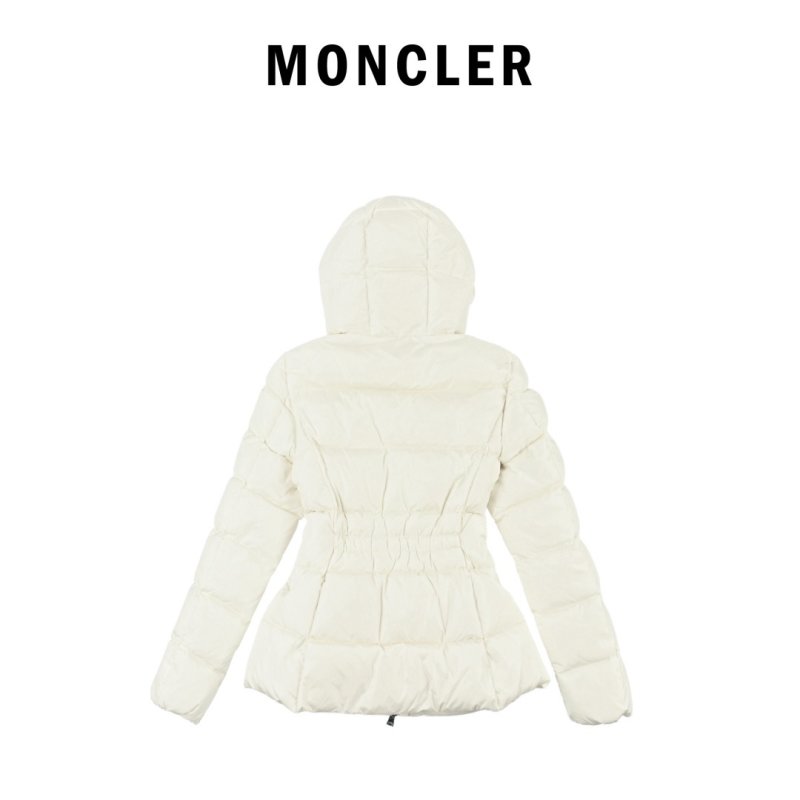 Cream Puffer Down Jacket with Hood view