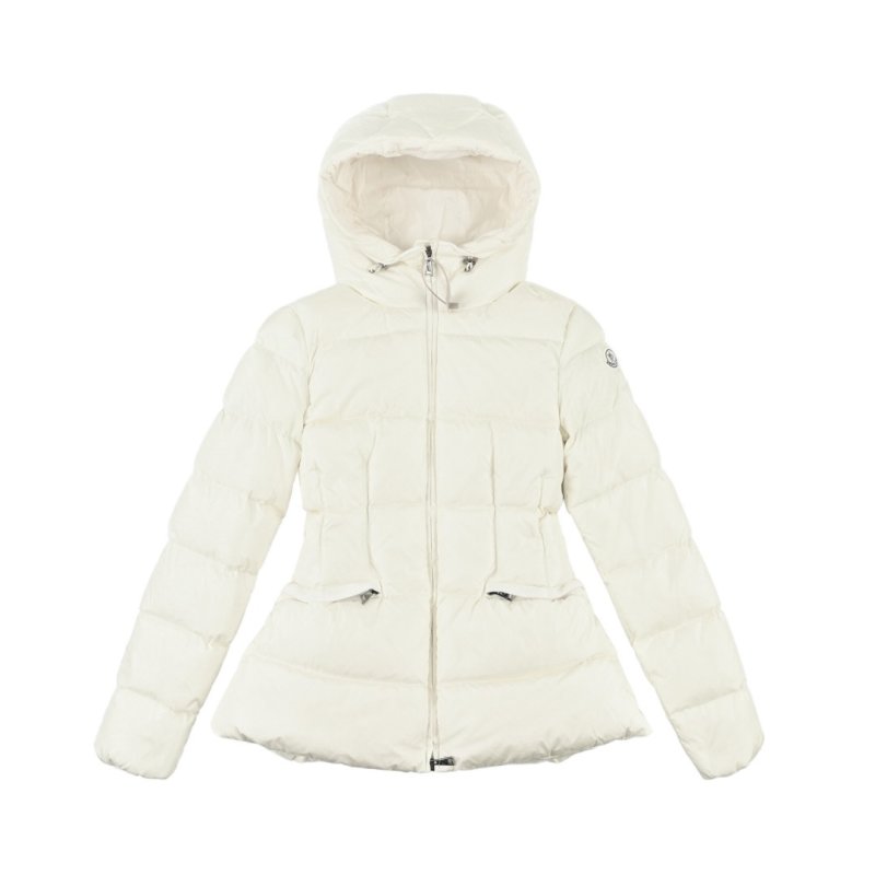 Cream Puffer Down Jacket with Hood view