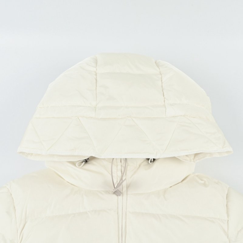 Cream Puffer Down Jacket with Hood view