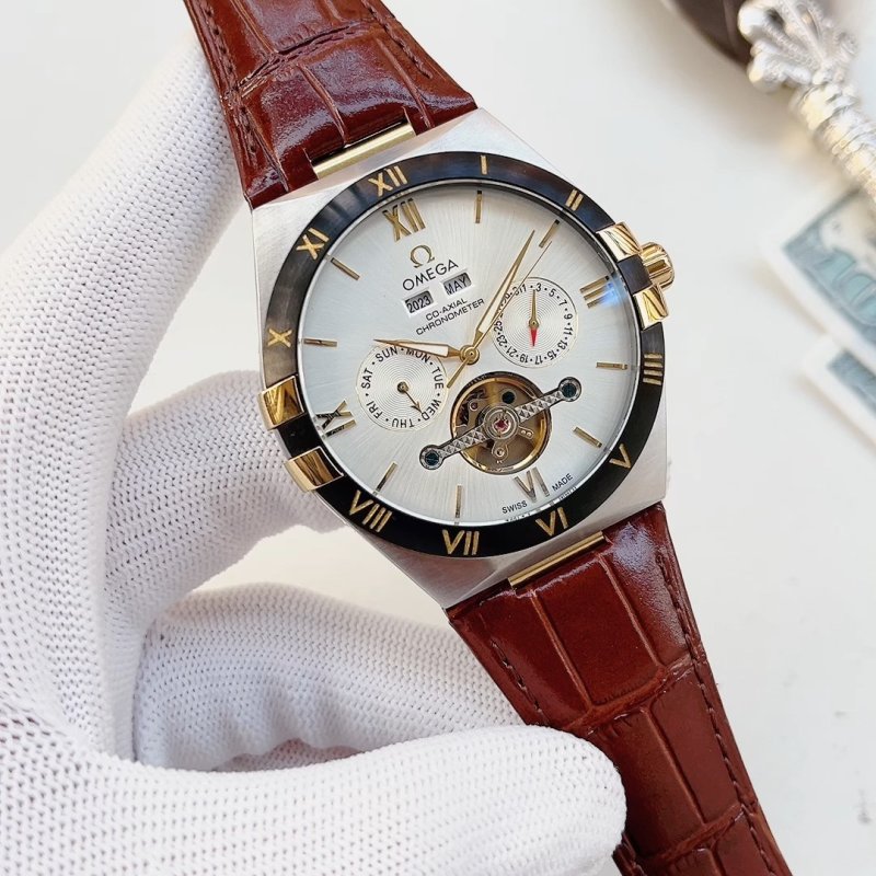 Omega Seamaster Automatic Skeleton Dial Red Leather Watch