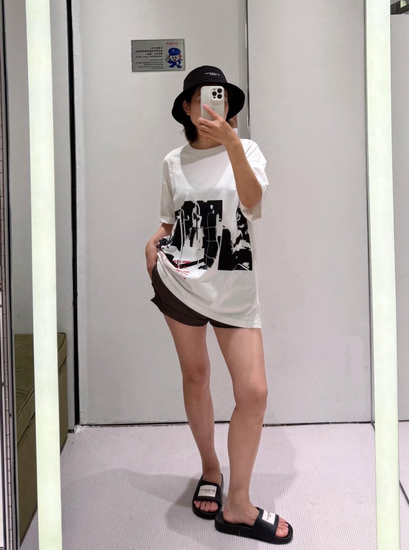 White Graphic Print T-Shirt with Black & Red Design view