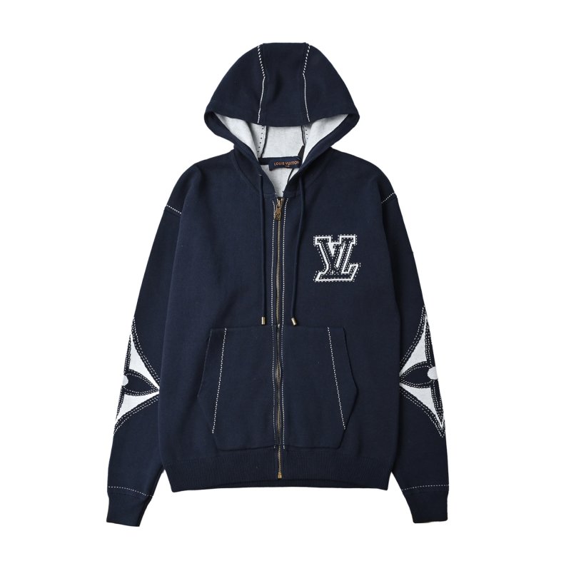 Louis Vuitton Navy Zip Hoodie Jacket with LV Monogram view