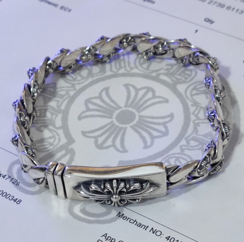 Chrome Hearts Black Onyx Beaded Bracelet with Silver Cross Charms view