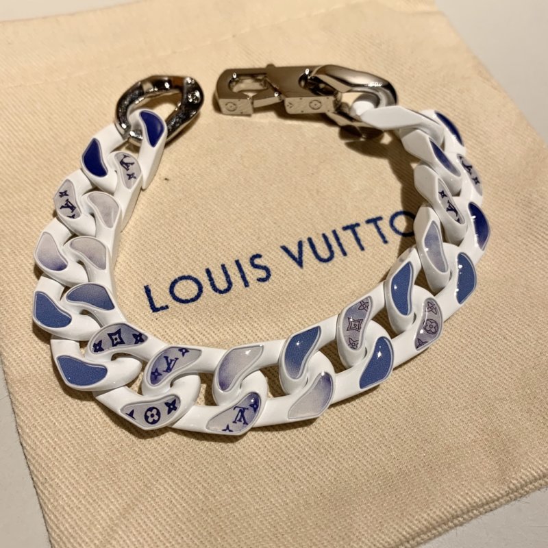 Louis Vuitton Monogram Clouds Chain Bracelet Silver Blue view